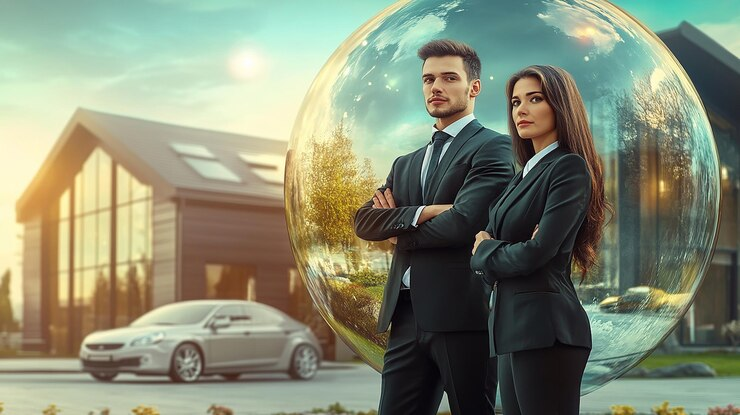 Insurance professionals collaborating on laptops with UI diagrams, representing building full-scale software with no code in the insurance industry.

