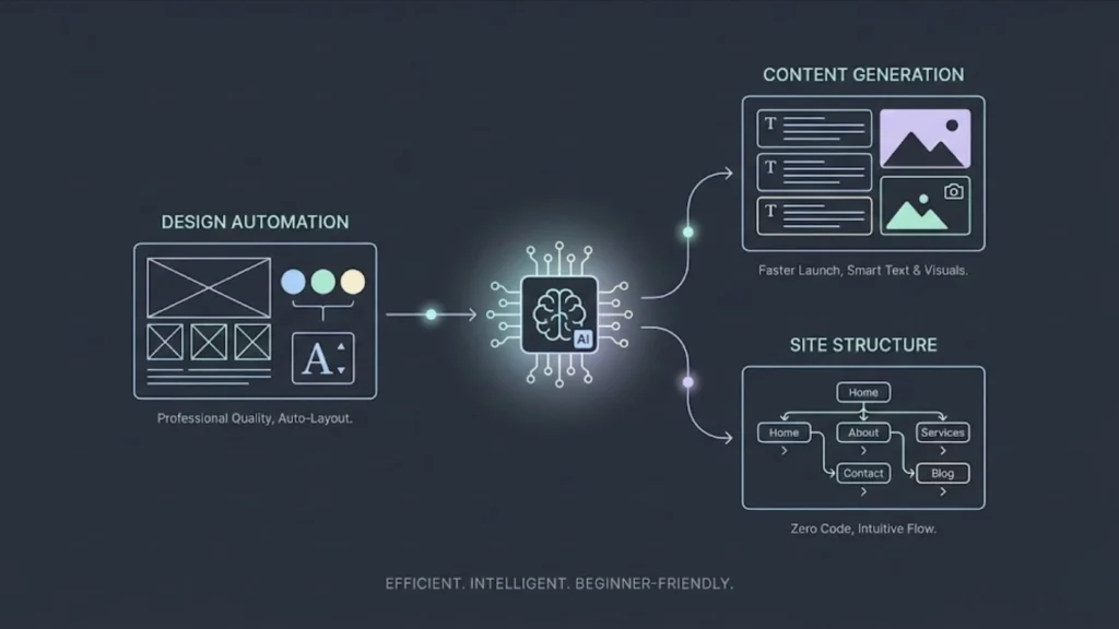infographic image of AI Website Builders Core Concepts and Benefits