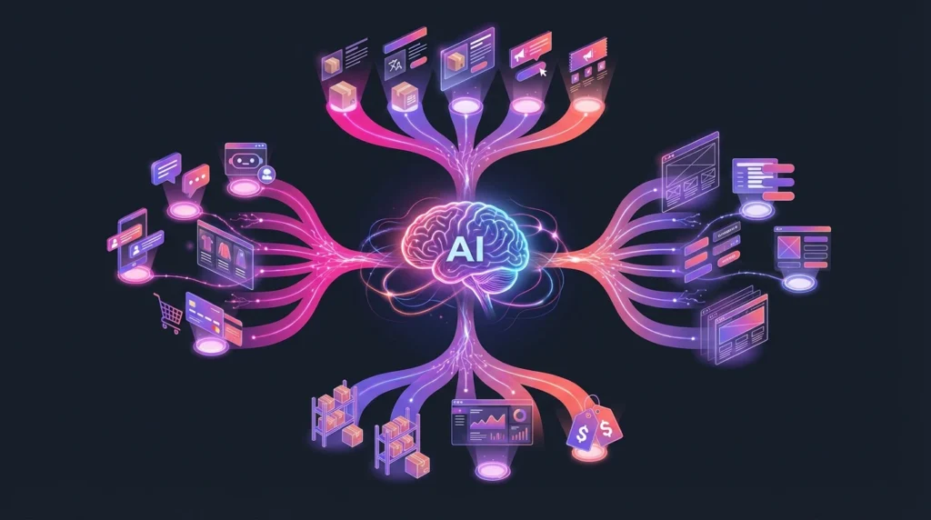 AI app builder simplifying eCommerce store creation and automation