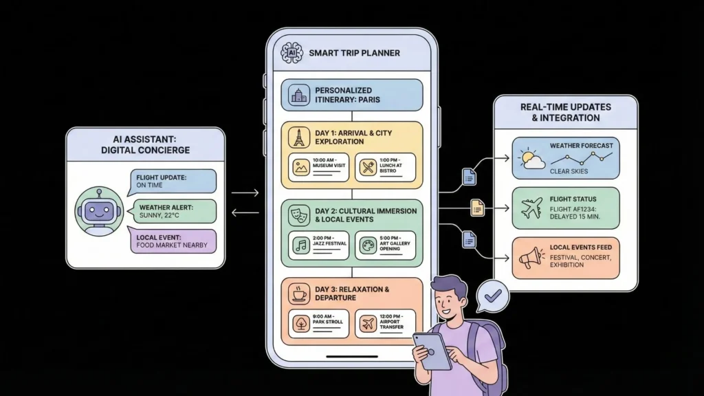 AI trip planner with real-time itinerary updates