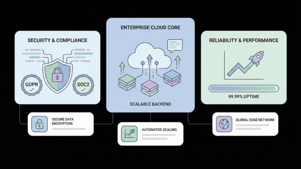 Scalable enterprise cloud backend with security and compliance