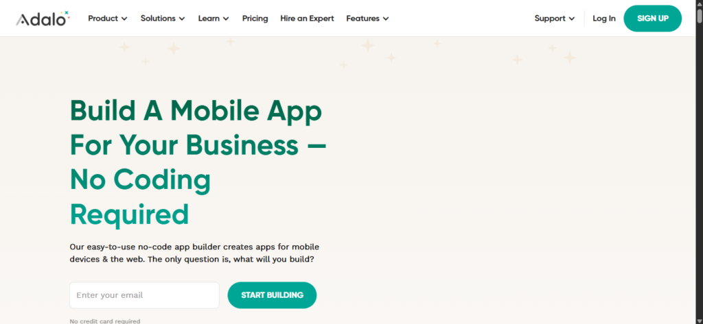 it's official website screen shot Adalo AI