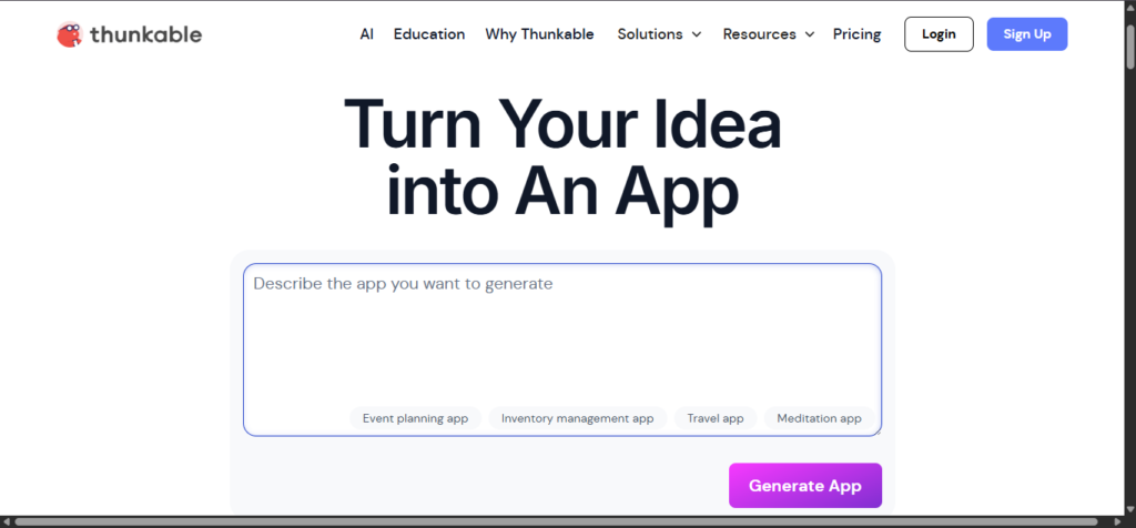 it's official website screen shot Thunkable