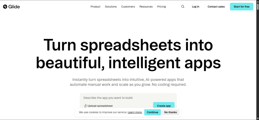 it's official website screen shot Glide Ai