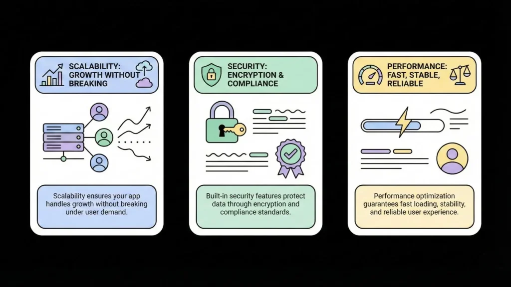 Scalable cloud infrastructure, built-in security encryption, and high-performance optimization for no-code AI applications