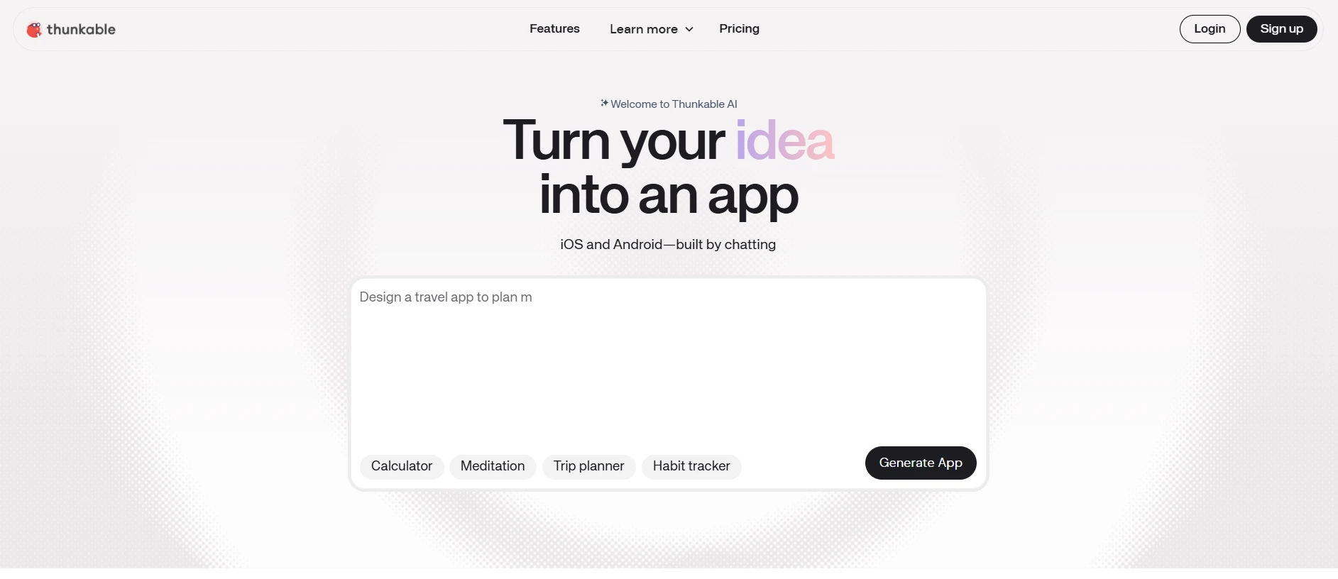 App creation platform with chat interface