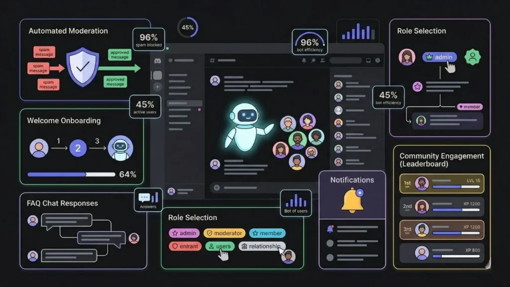 ai community management dashboard with automated moderation onboarding role