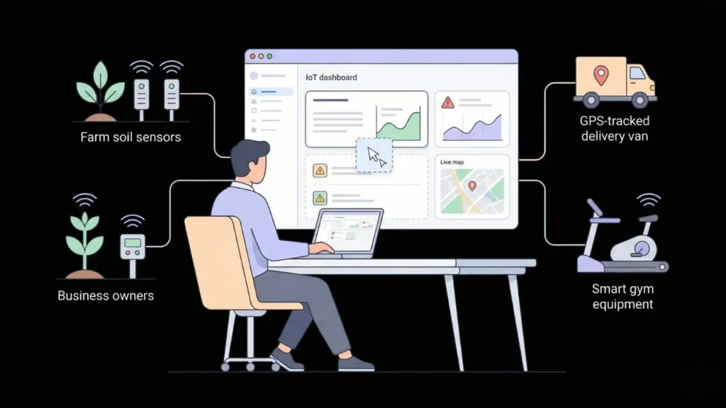 an iot dashboard illustration showing connectivity