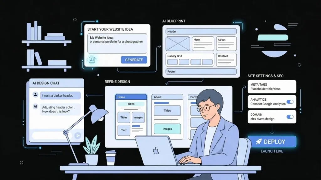 ai website builder workflow from ideation to live deployment