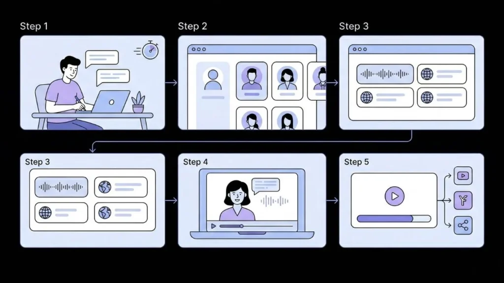 diagram showing a five step workflow for creating localizing