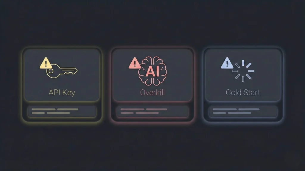 Flat illustration of three dark-mode SaaS alert cards.