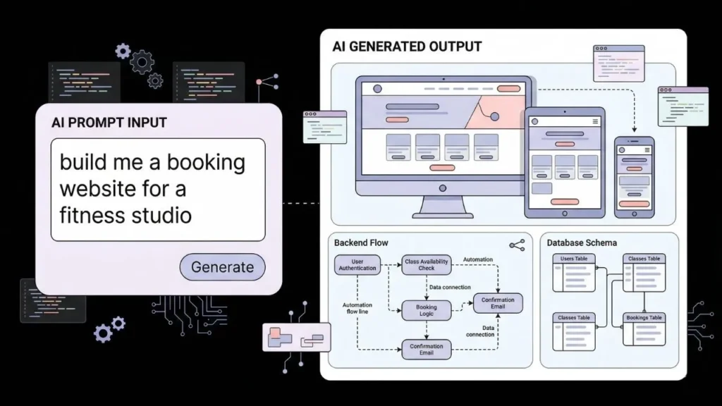 ai generating fitness website designs backend flows