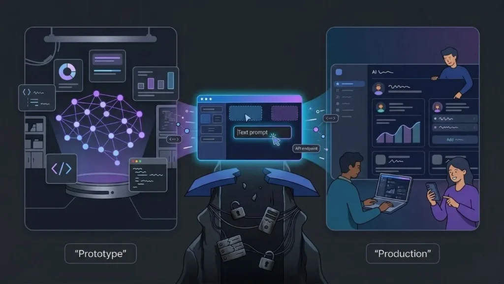 illustration showing the transition from an ai prototype to a final