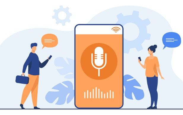 Two people using voice recording app