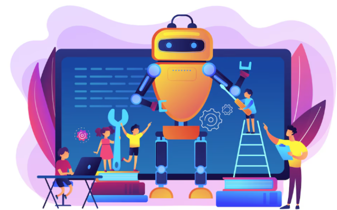 Children interacting with a robot