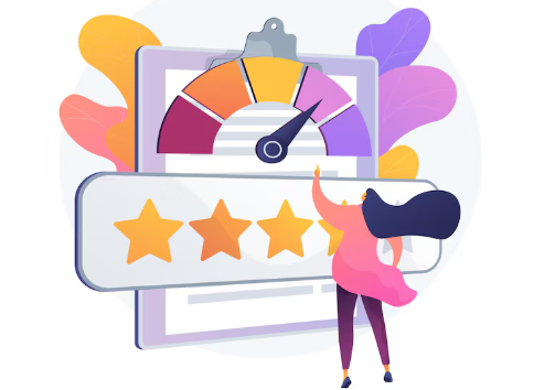 Person rating with stars and gauge