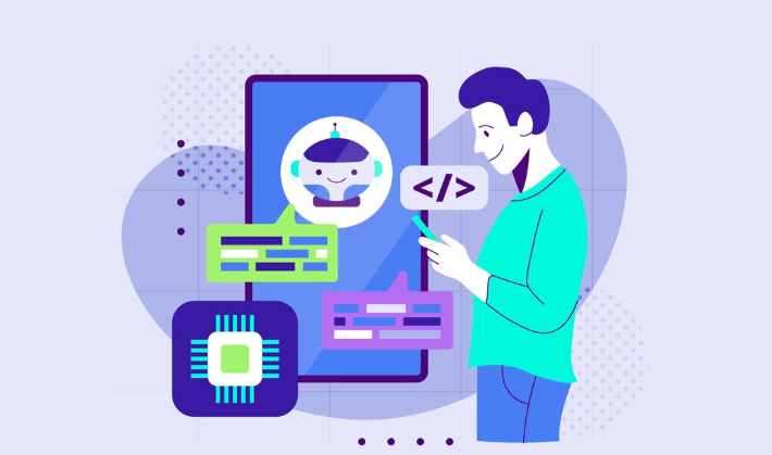 Person interacting with chatbot interface.