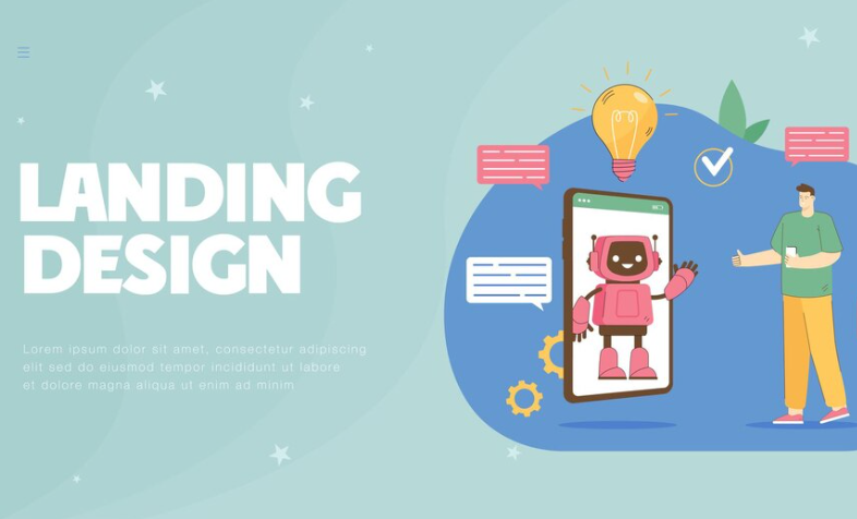 Robot and designer in landing design