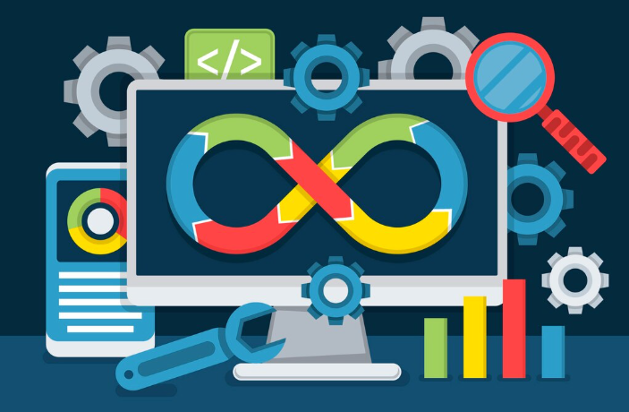 Colorful infinity symbol with tools