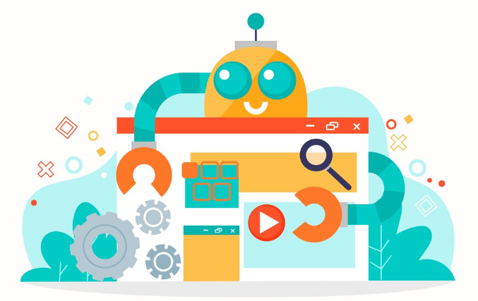 Friendly robot character managing search, play, and system automation tools.