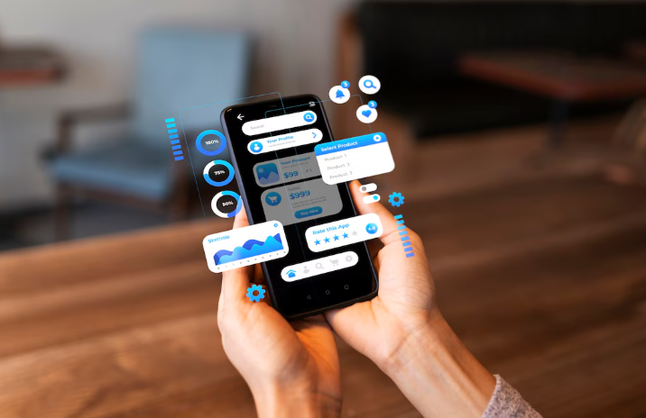 Person using smartphone with app interface and choosing the right ai app builder