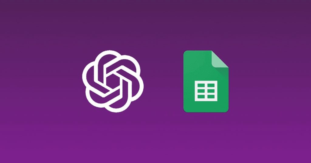 ChatGPT and Google Sheets logos showing AI spreadsheet data integration.