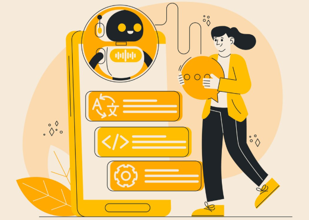 Person interacting with chatbot interface.