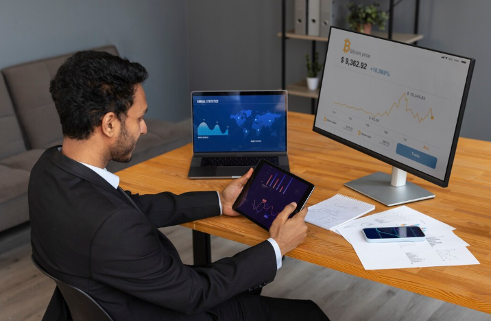 Professionals leveraging AI tools for crypto market analysis.