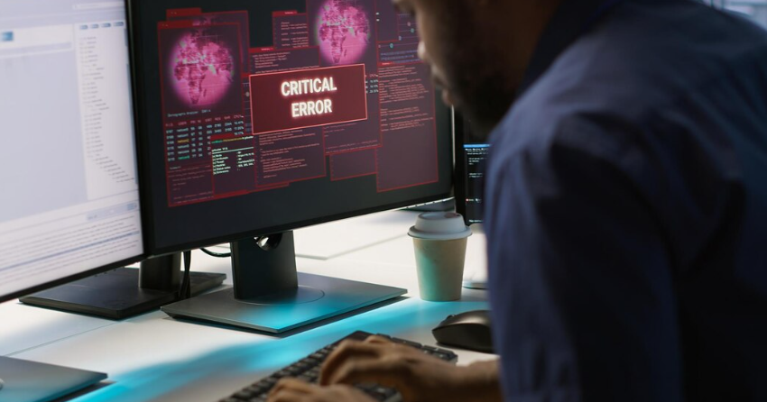 Developer facing a system critical error screen.