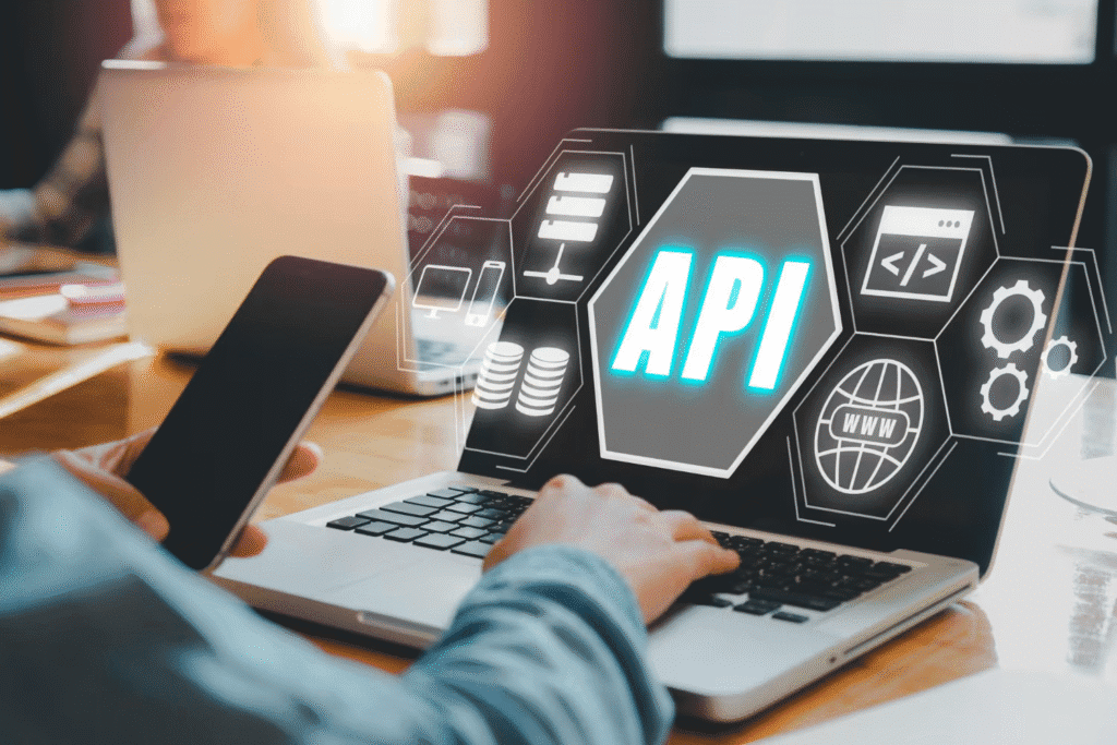 Exploring API integration on a laptop.