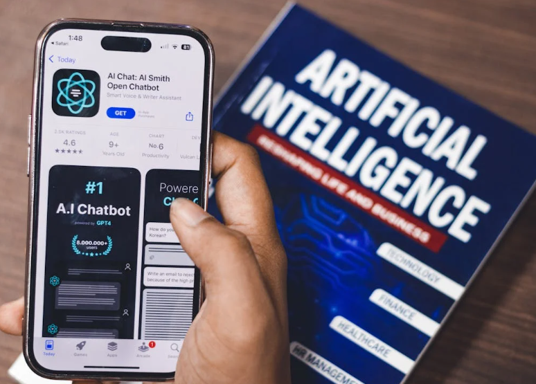 Phone displaying AI chatbot app