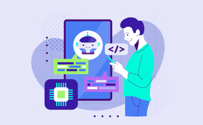 Person interacting with chatbot interface.
