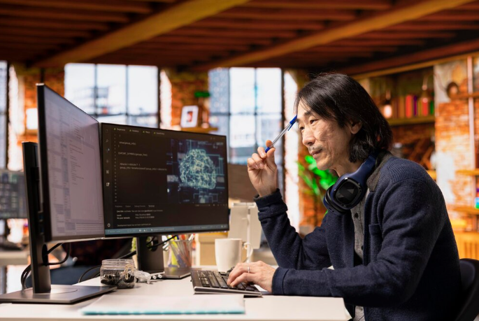 Person working on computer in office