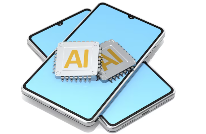 Smartphones with AI chip concept