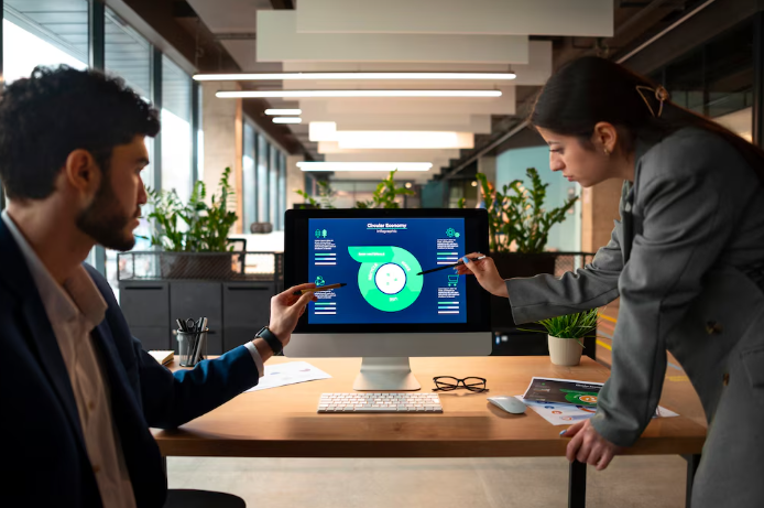 Business presentation in modern office.