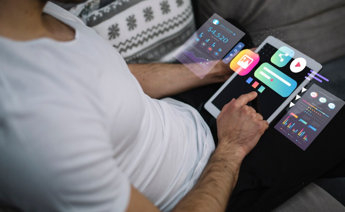 Person interacting with digital interface