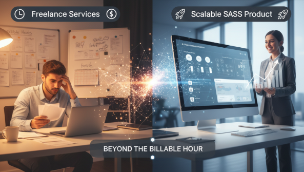 Freelancing versus scalable software solutions and Freelance Services into a Scalable SaaS Product.
