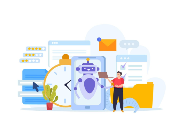 Artificial intelligence robot helping with online customer support