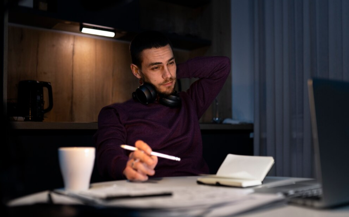 Person working late at desk