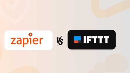 Zapier versus IFTTT automation tools comparison graphic.