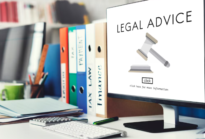 Computer displaying legal advice information