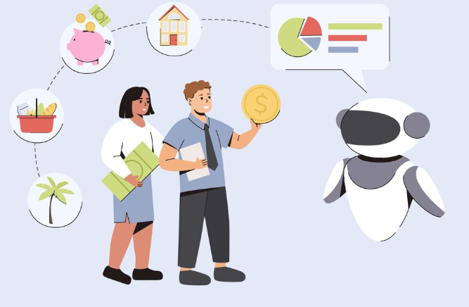People interacting with a robot advisor.