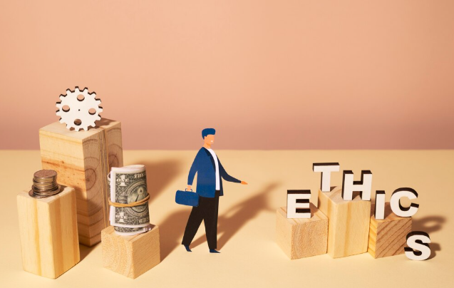 Businessman navigating ethics and finance