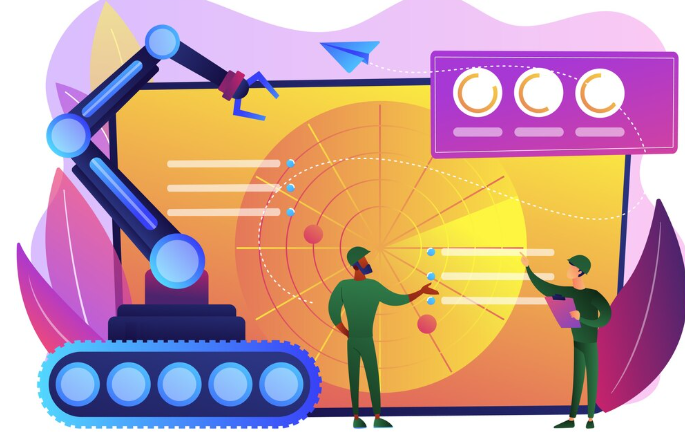 Illustration of robotics and data visualization together.