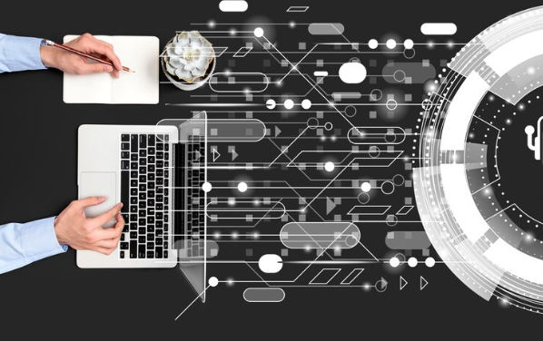 Laptop with digital data visualization