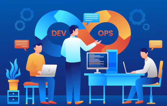 Team collaborating on DevOps process