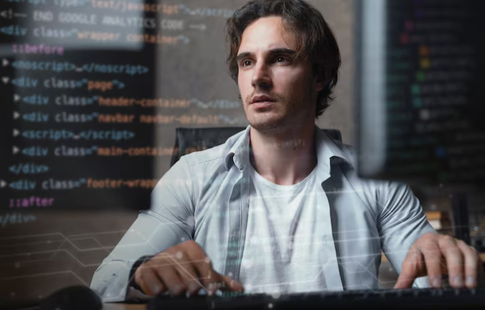 Person coding at a computer