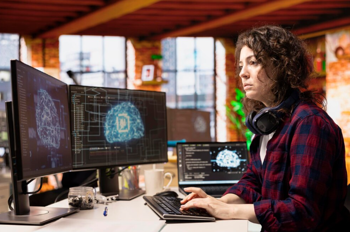 Person working on computer programming and AI-Driven Software Testing