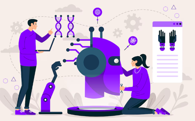 People working on robotic technology