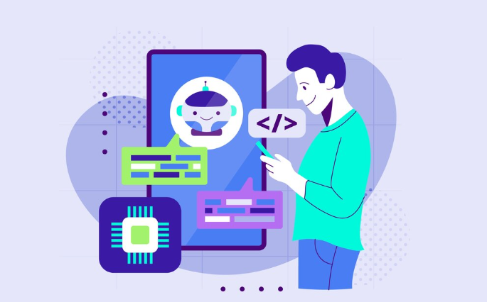 Person interacting with chatbot interface.